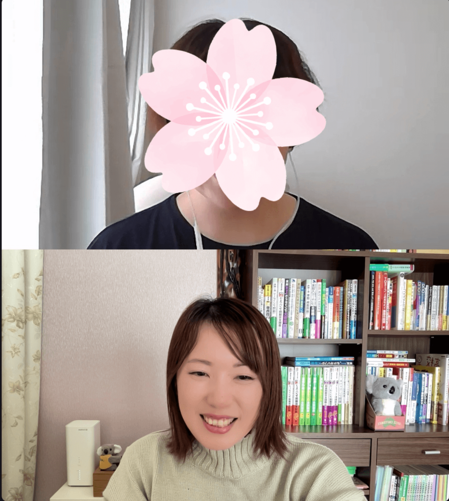 zoomで生徒さんをサポートする様子