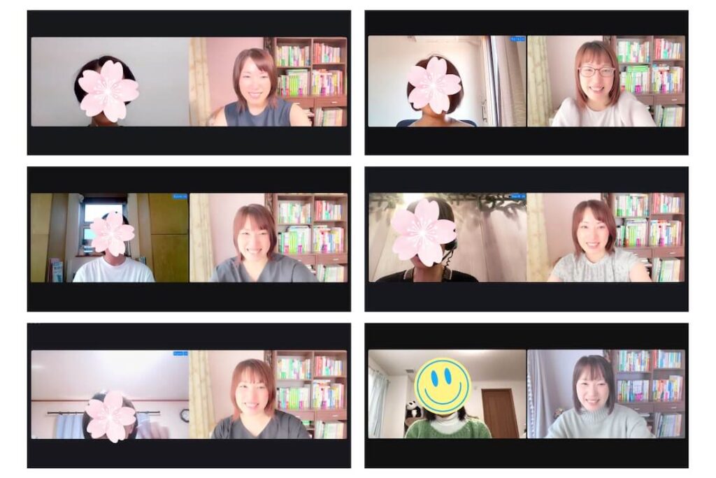 EEA受講生と講師saccoがオンラインで会話している様子の写真