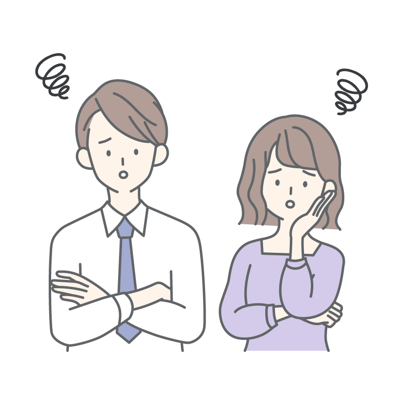 悩んでいる男女のイラスト